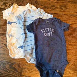 Carter's Navy and Blue Baby Bodysuit Trio